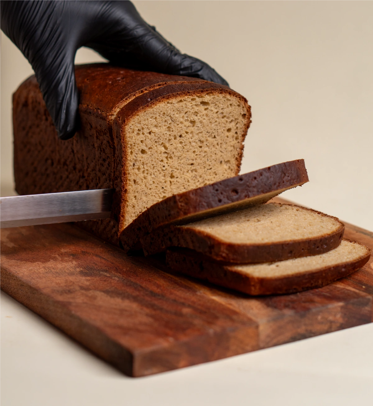 Freshly sliced loaf of bread
